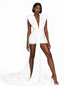 White Sculptural Draped Mini Dress