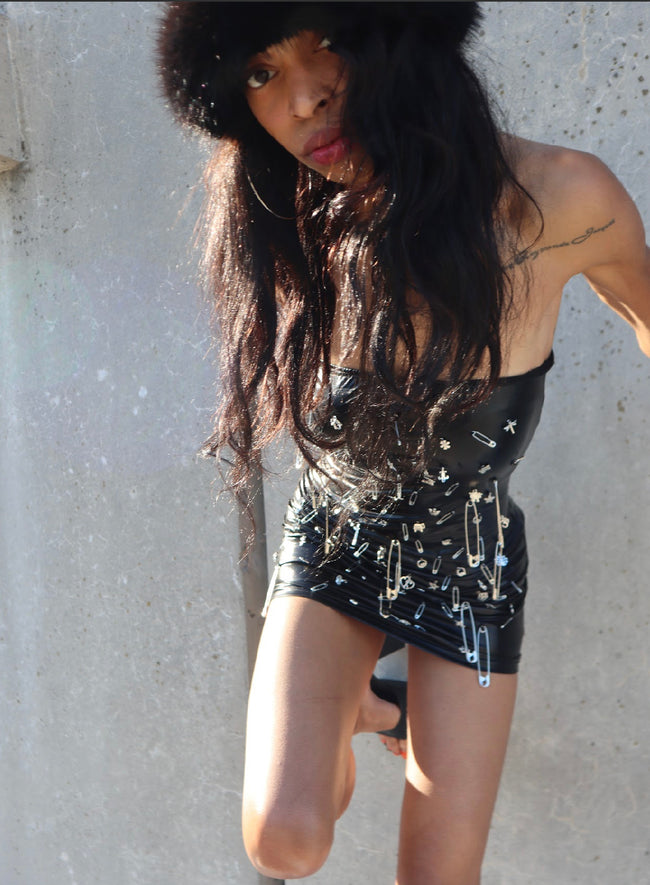 Pins strapless leather dress Main Image