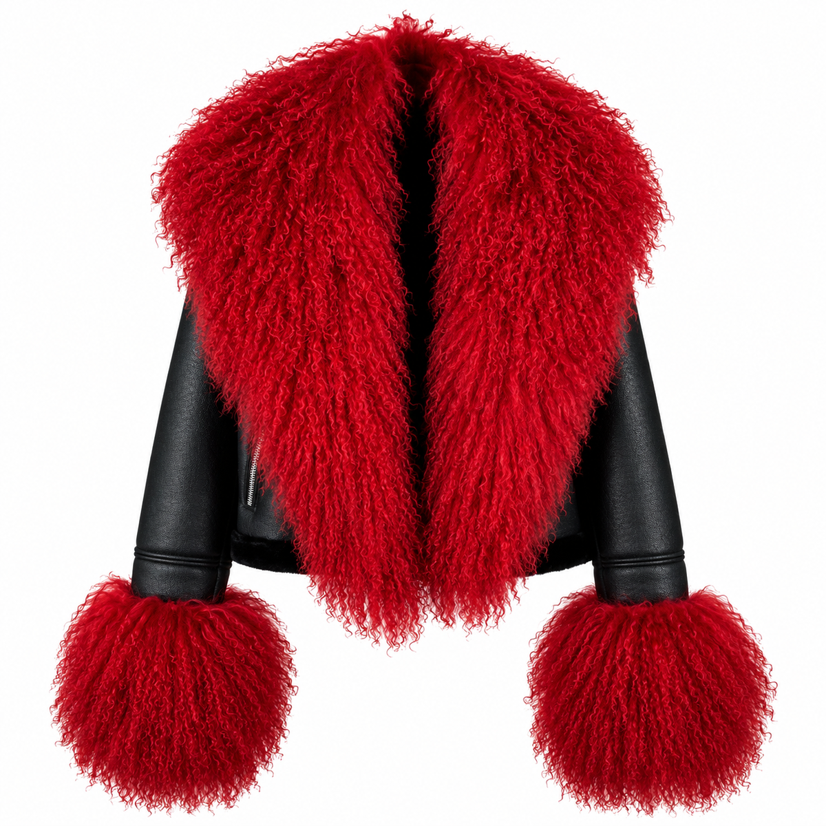 Winter Warm Faux Leather  fur Collar Jacket