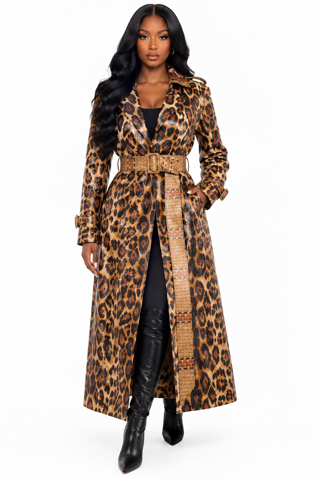 Leopard Print Trench Coat