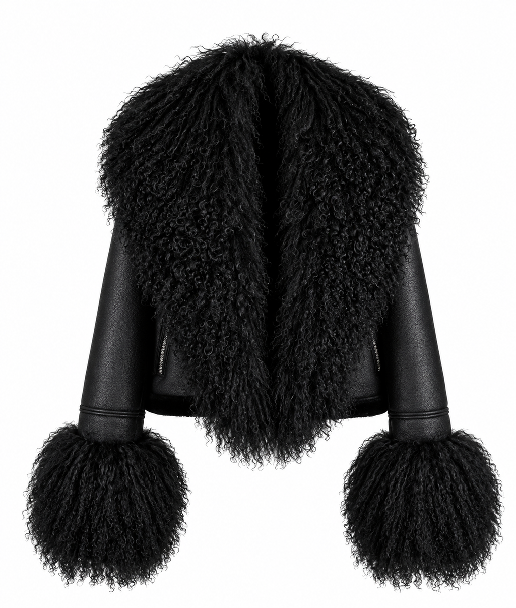 Winter Warm Faux Leather  fur Collar Jacket