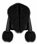 Winter Warm Faux Leather  fur Collar Jacket
