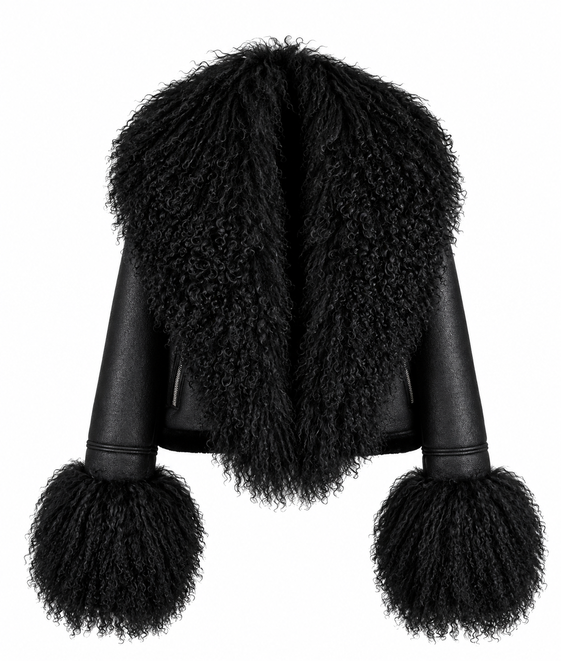 Winter Warm Faux Leather  fur Collar Jacket