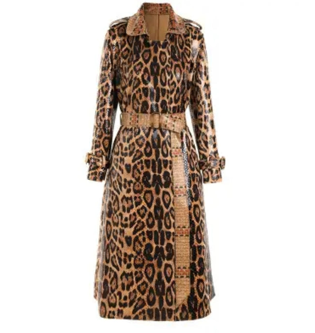Leopard Print Trench Coat Main Image