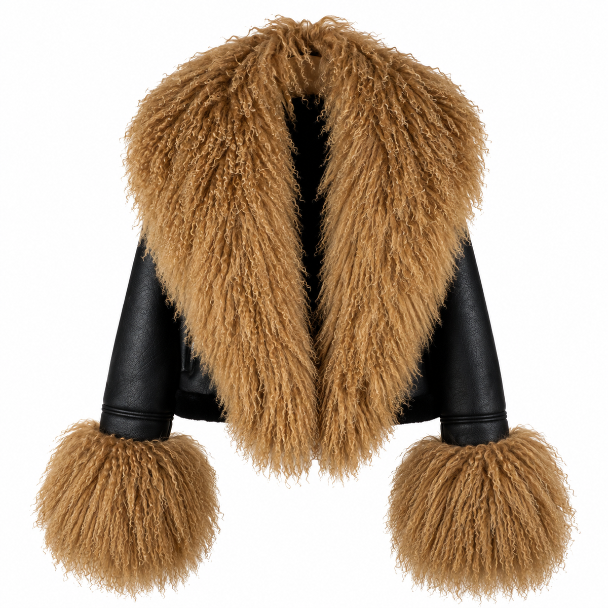 Winter Warm Faux Leather  fur Collar Jacket