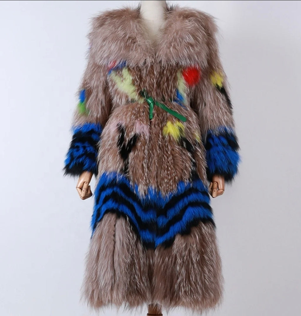 Multicolor Fur Statement Coat