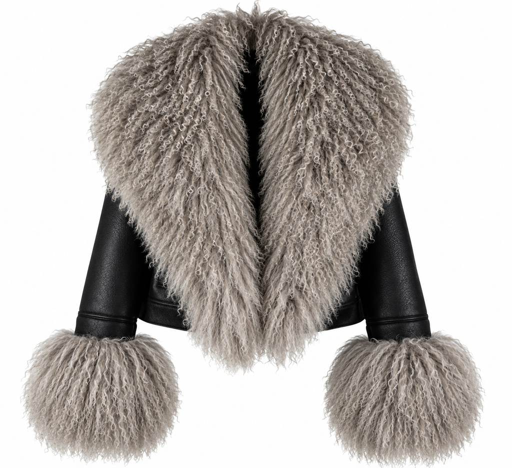 Winter Warm Faux Leather  fur Collar Jacket
