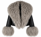 Winter Warm Faux Leather  fur Collar Jacket