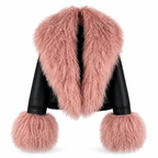 Winter Warm Faux Leather  fur Collar Jacket