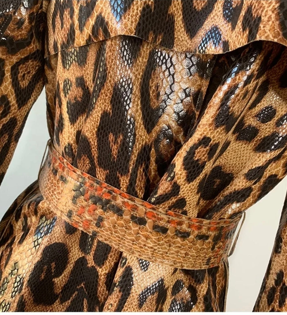 Leopard Print Trench Coat